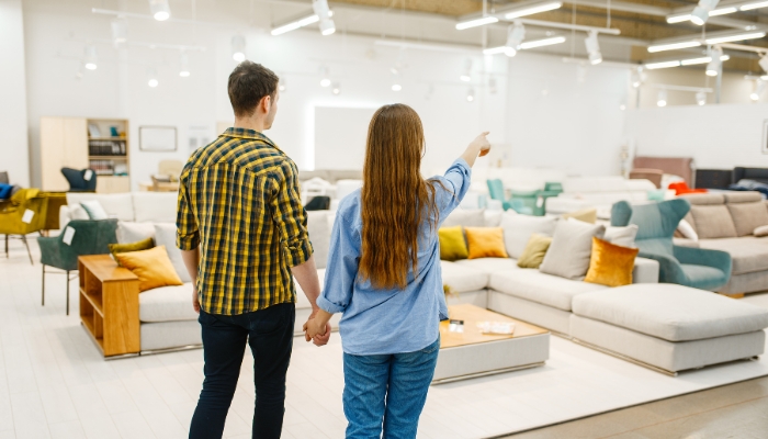 Couple furniture shopping