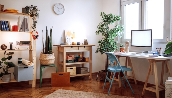 Colorful home office geared towards productivity