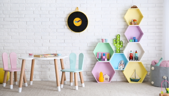 A colorful child’s room geared towards creativity