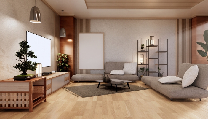 A living room inspired by Japanese minimalism