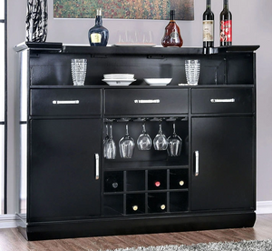 front view of the Furniture of America® Alena Black/Silver Bar Table