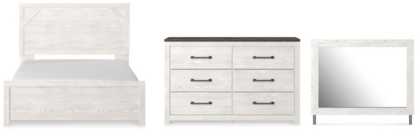 front view of the Signature Design by Ashley® Gerridan 3-Piece Gray/White Queen Panel Bed Set