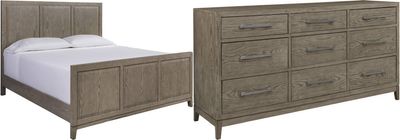 view of the Signature Design by Ashley® Chrestner 2-Piece Gray California King Panel Bed Set