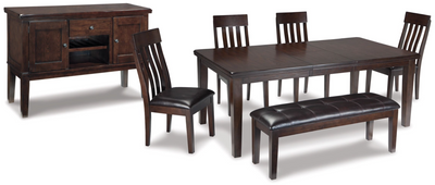 front view of the Signature Design by Ashley® Haddigan 7-Piece Dark Brown Dining Set
