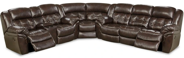 front view of the Cheyenne 3-Pc Whiskey Leather-Match Reclining Sectional