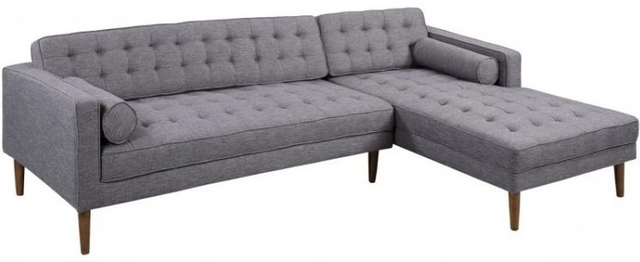 front view of the Armen Living Element Dark Gray Linen Right-Side Chaise Sectional