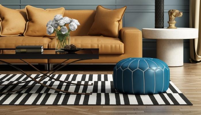 contemporary luxury living room with leather sofa