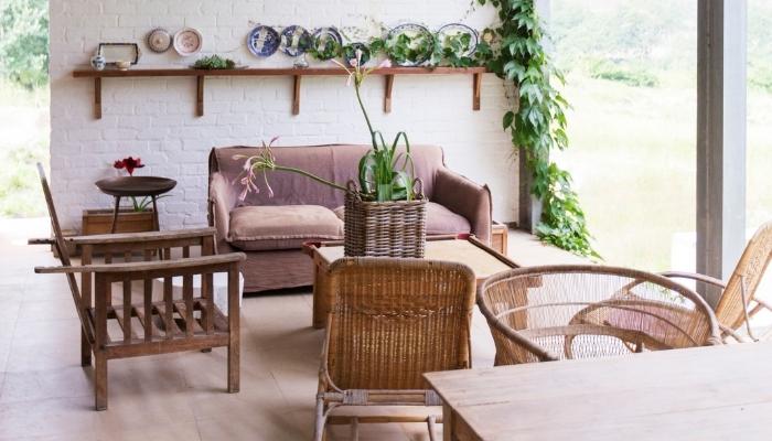 cottage style living room with plants