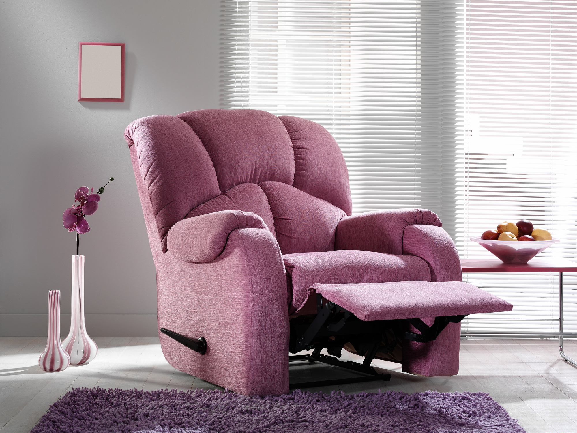 pink recliner in living room 