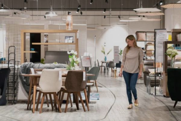 Woman Shopping for Dining Room Furniture