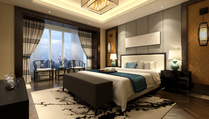 A traditional Chinese-inspired bedroom