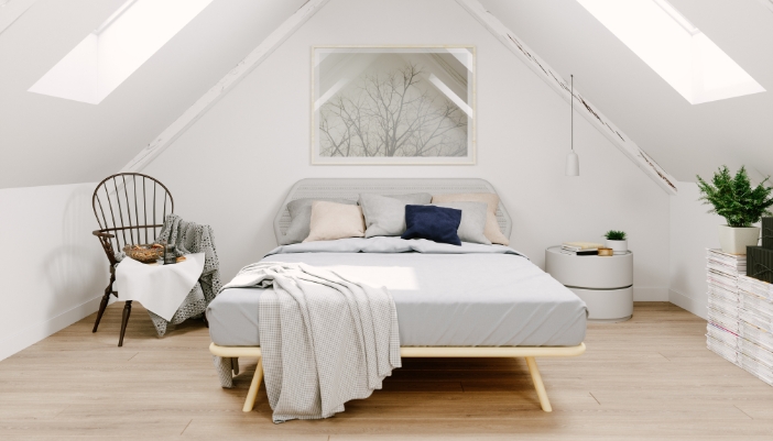 A Scandinavian-inspired attic bedroom