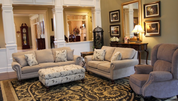 A Spanish colonial inspired living room