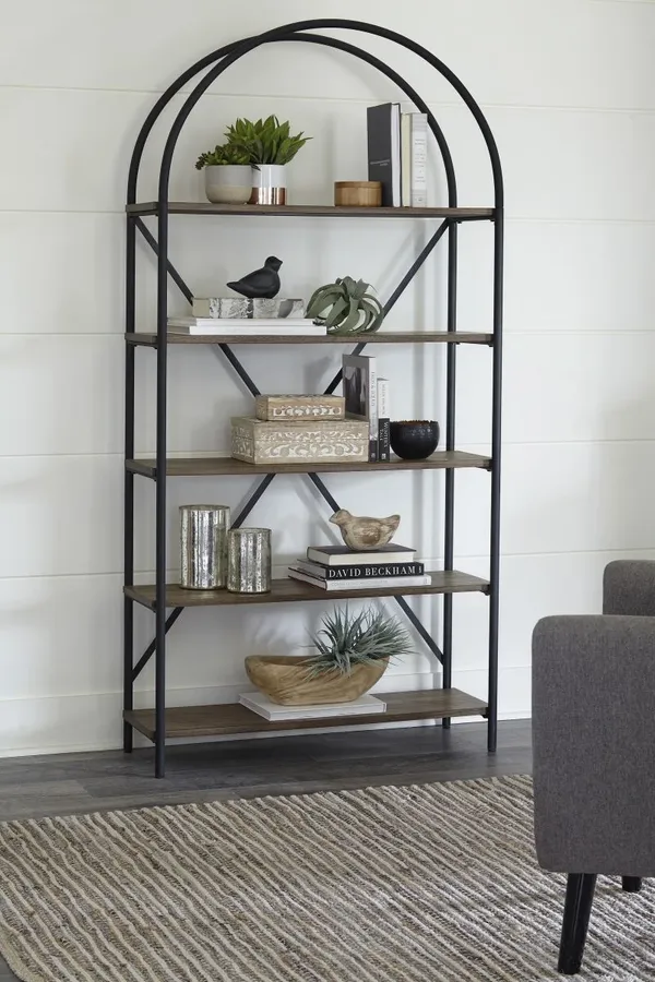 The Signature Design by Ashely Galtbury bookcase featured with décor 