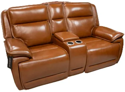 Front view of the Signature Design by Ashley Healy leather loveseat