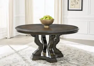 Front view of the Signature Design by Ashley Maylee pedestal table 