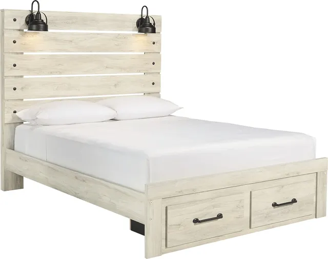 Signature Design Whitewash Queen Panel Storage Bed Frame