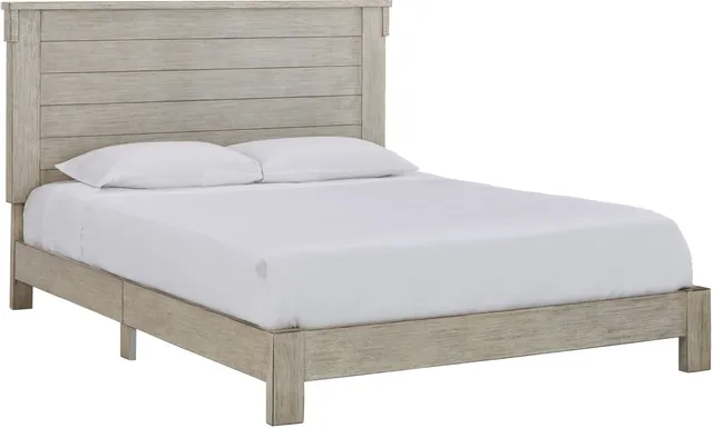 Signature Design Hollentown Whitewash Queen Panel Bed Frame