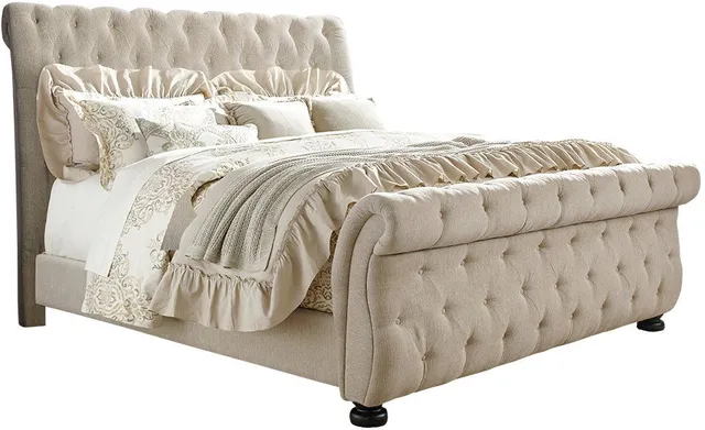 Signature Willenburg Linen Queen Upholstered Sleigh Bed