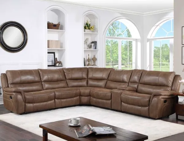The Steve Silver Co. Lehi sectional recliner in a modern living room 