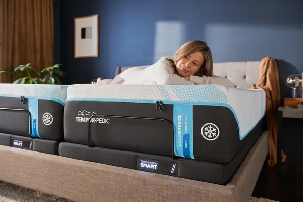 Woman Laying on Split King Mattress