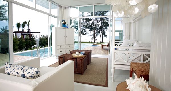 An upscale modern summerhouse with wine furniture 