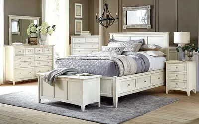 A-America Northlake White Linen King Storage Bed
