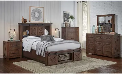 A-American Sun Valley Brown Queen Rotating Storage Bed
