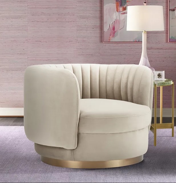  Armen Living Davy Taupe Swivel Accent Chair