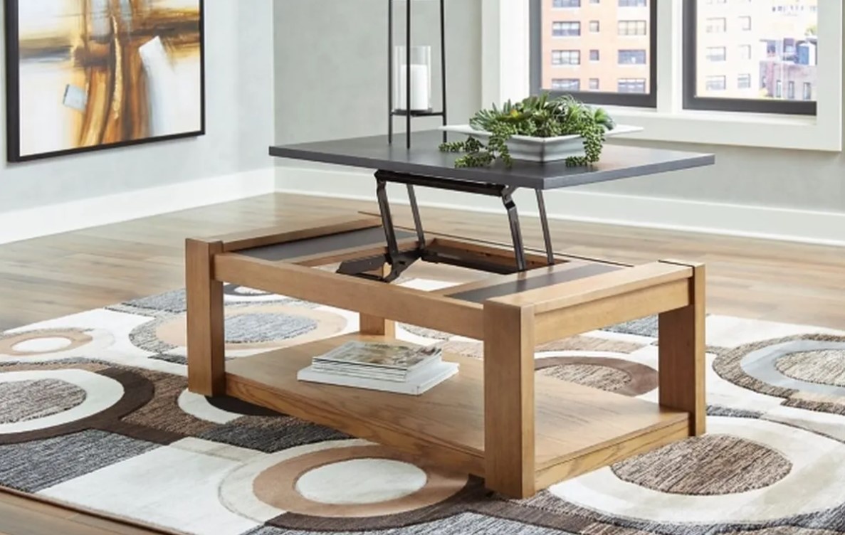 Signature Design by Ashley® Quentina Light Brown/Black Lift Top Coffee Table
