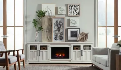 Aspenhome White Fireplace TV Console