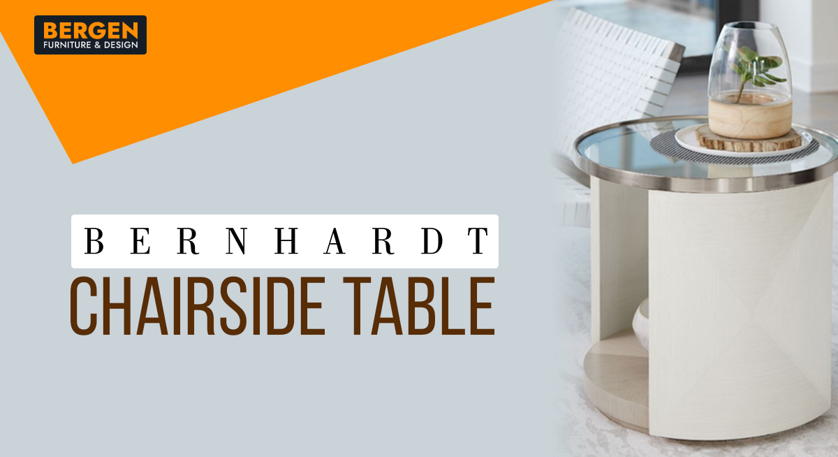 A Bergen Furniture & Design ad featuring the Bernhardt Axiom collection side table