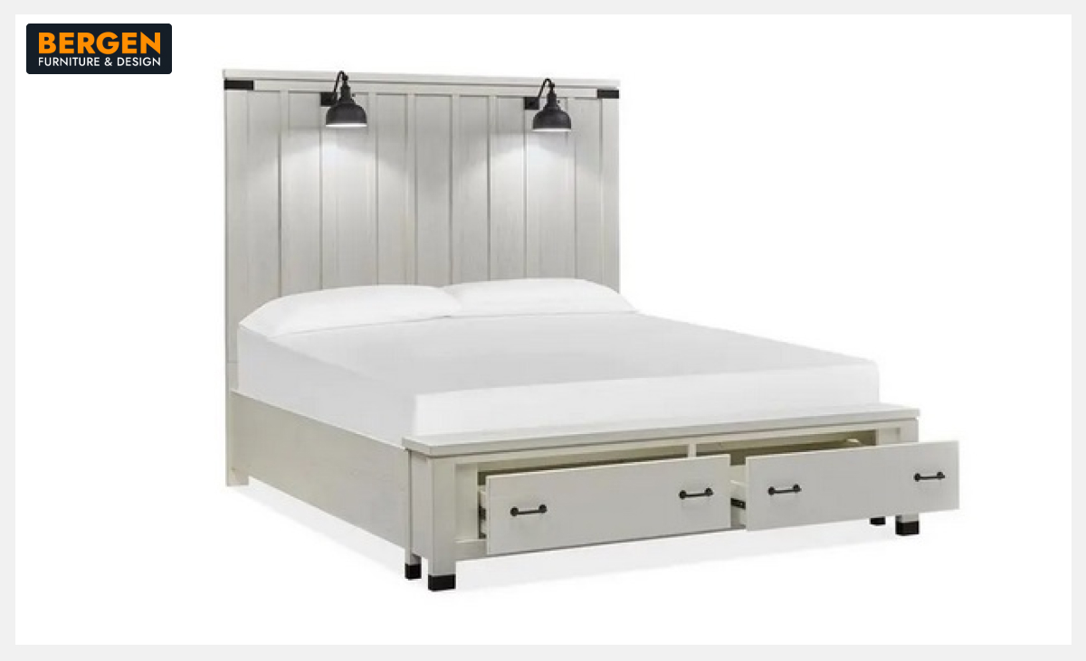 A farmhouse-style bed