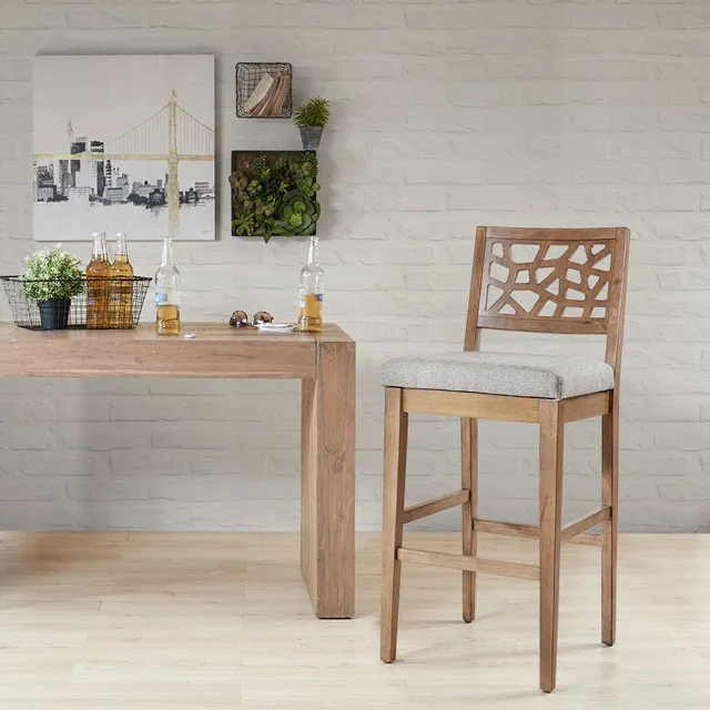 The Ollix INK+IVY bar stool with back in a modern kitchen 