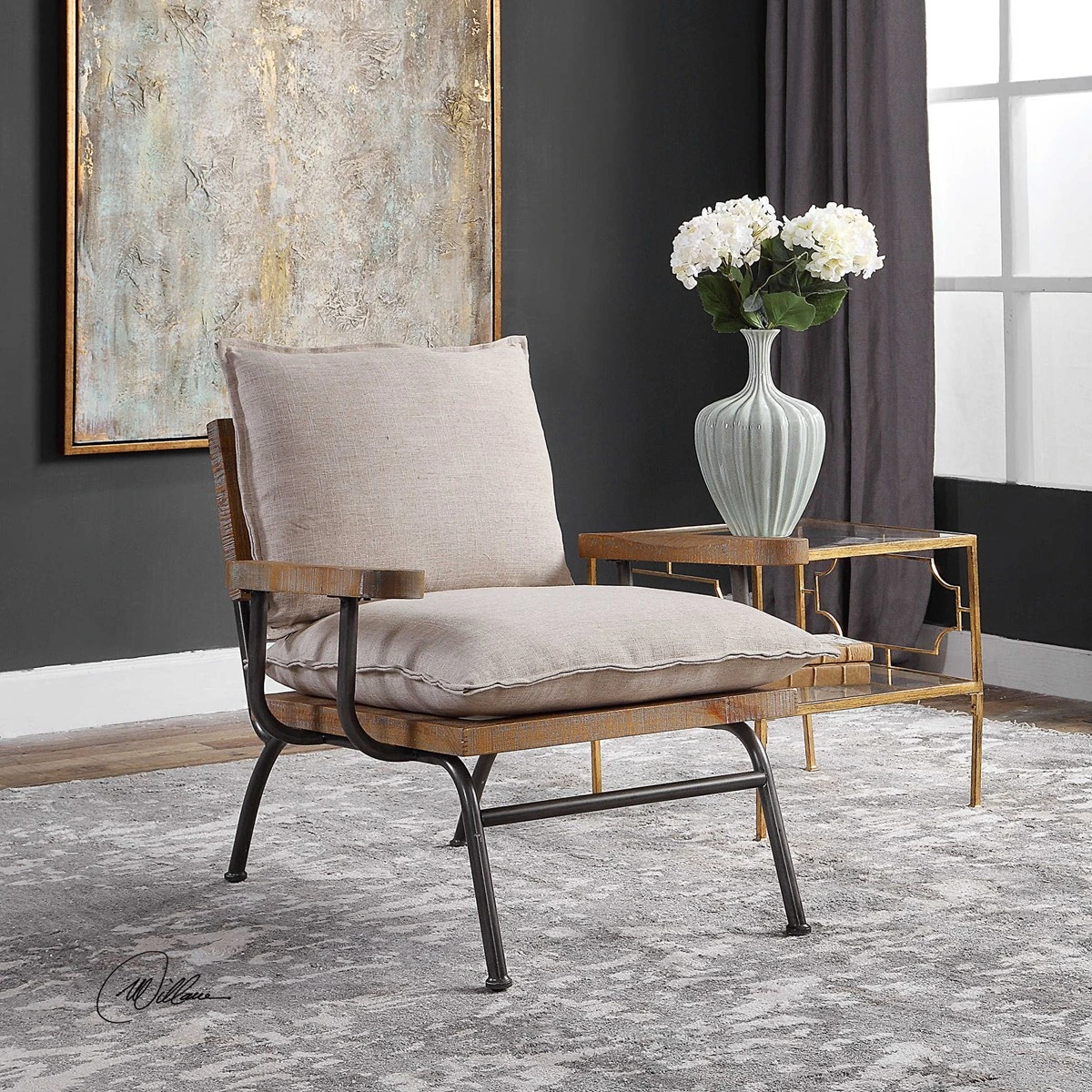 The Uttermost Declan collection linen accent chair 