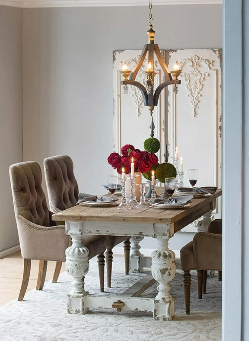 A & B Home Alcott Natural/Whitewash Dining Table