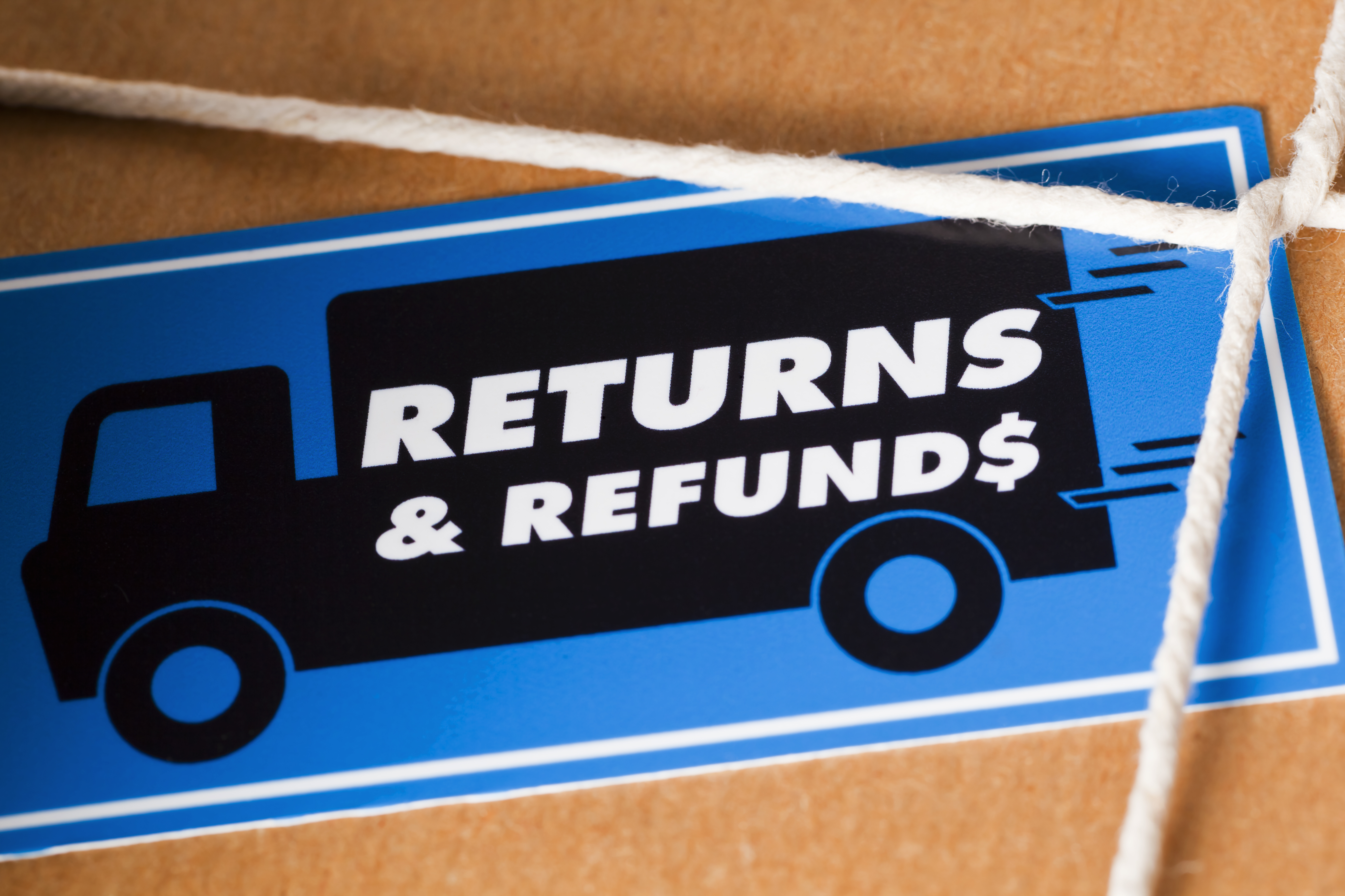 Sticker of a truck with Returns & Refunds logo 