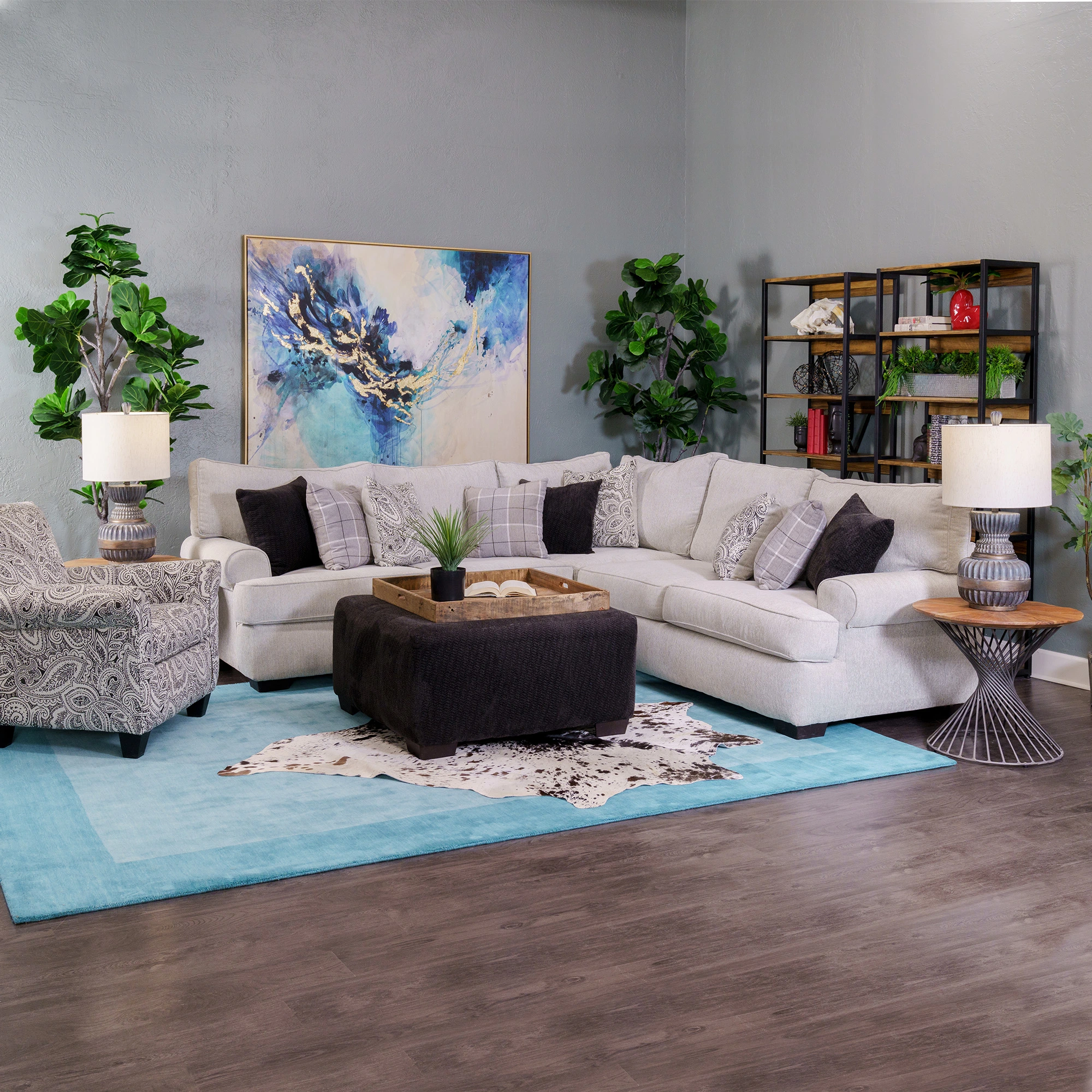 The Corinthian Furniture Athens L-shaped sectional in a living room 