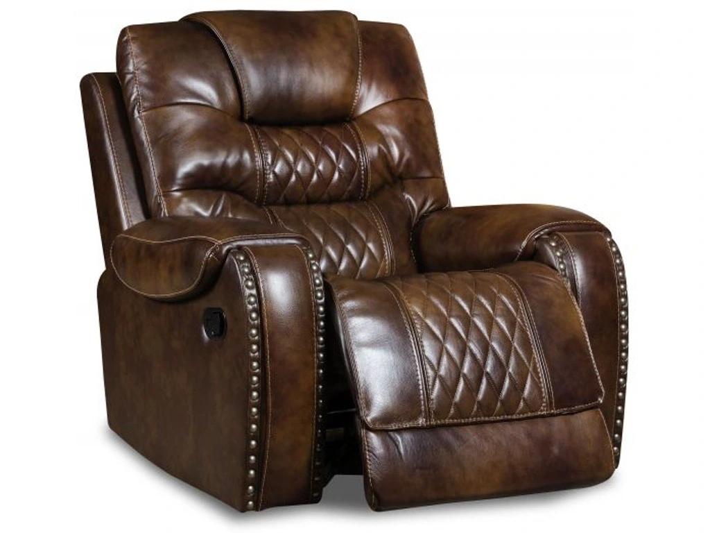 Front view of the Corinthian Furniture Gazelle collection leather recliner 
