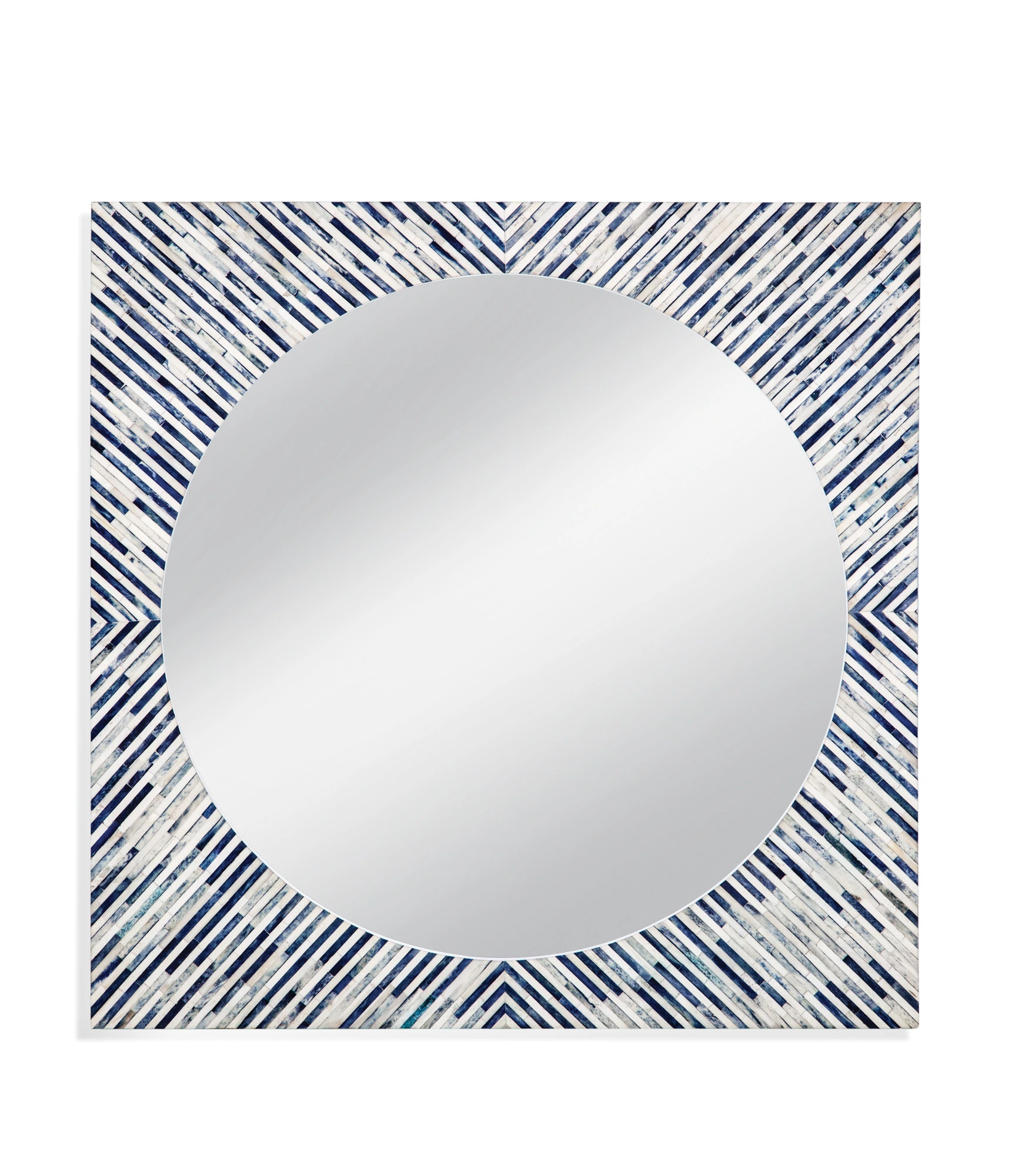 Front view of the Bassett Sunburst Bone wall mirror 