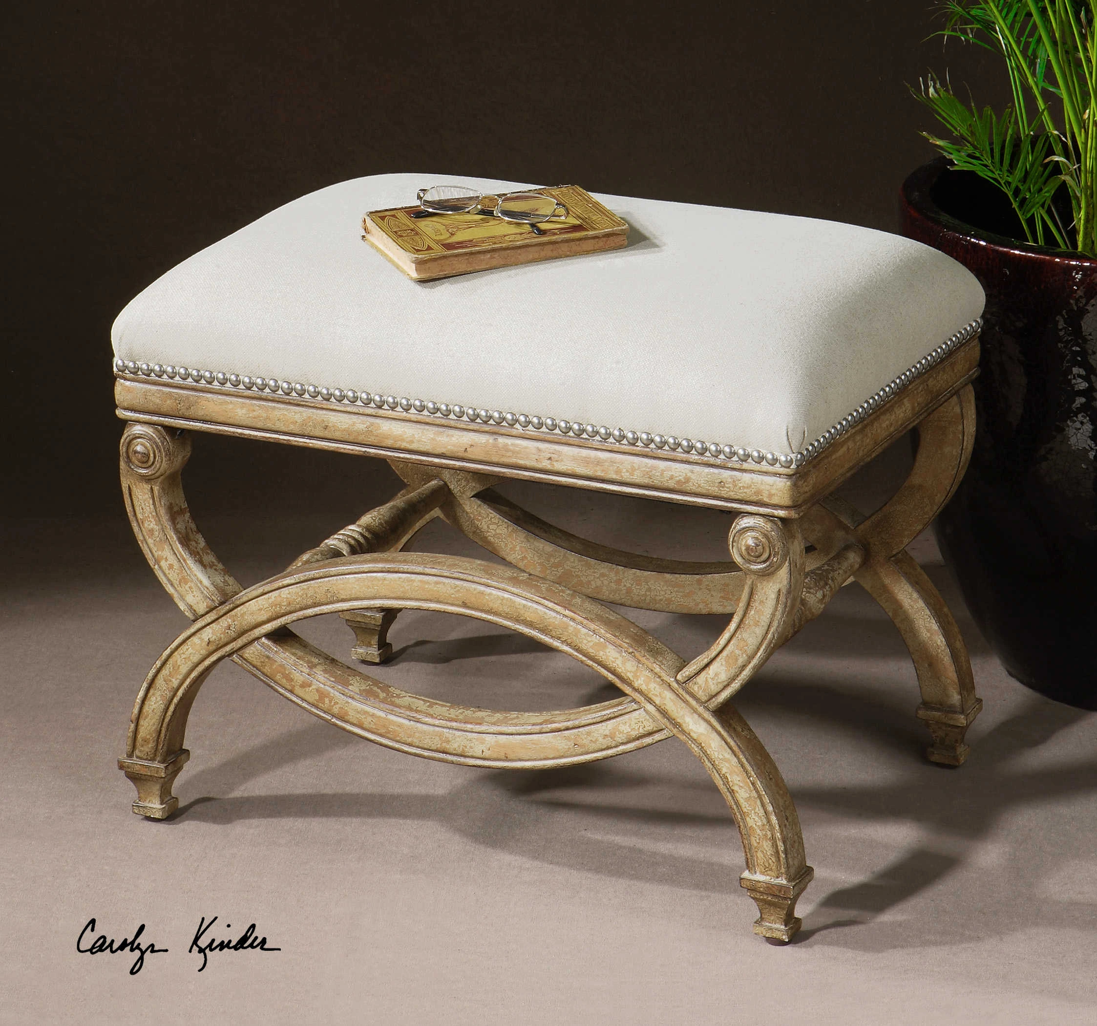The Uttermost Karline collection linen bench 