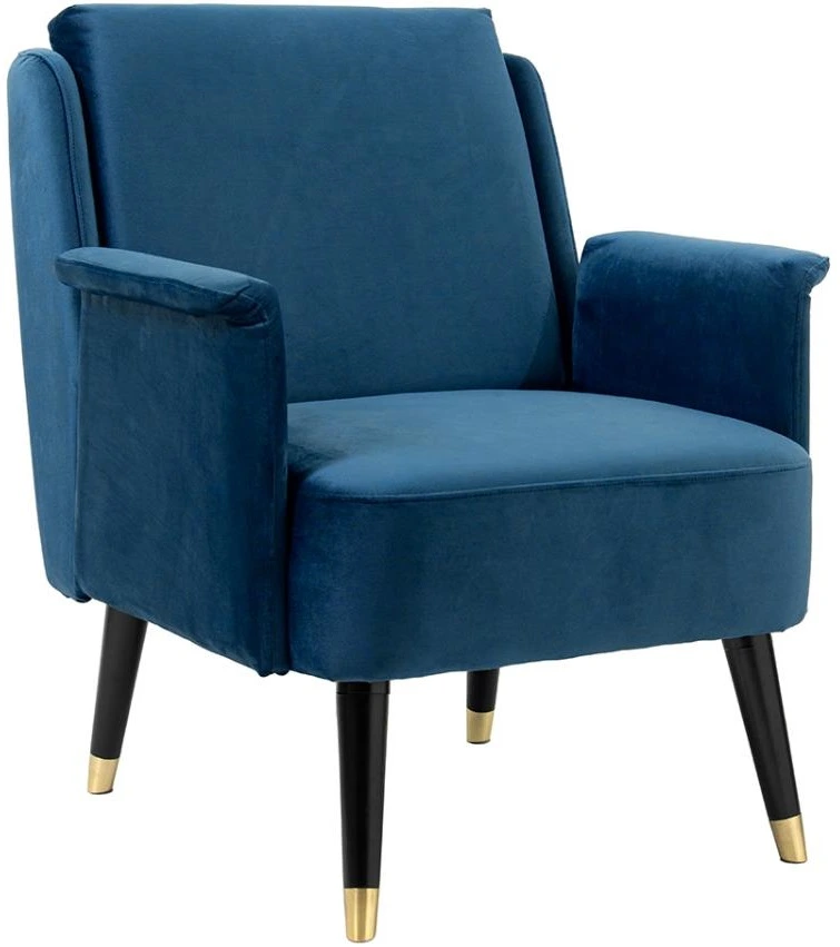 Front view of the A & B Home Dougray blue velvet upholstery chair 