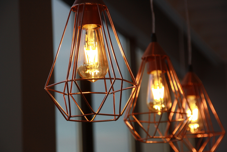 editorial shot of cage pendant lights