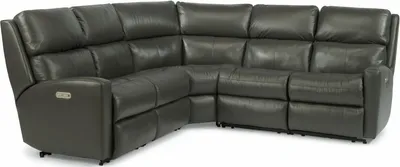 Front view of the Flexsteel Catalina collection leather reclining sectional 