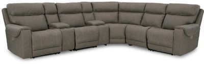 Front view of the Signature Design by Ashley Starbot collection leather sectional 