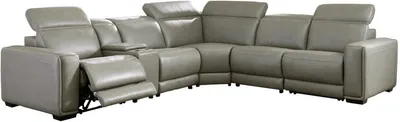 Front view of the Signature Design by Ashley Correze collection leather sectional 