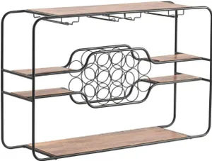 Front view of the Crestview Napa collection wine rack console table