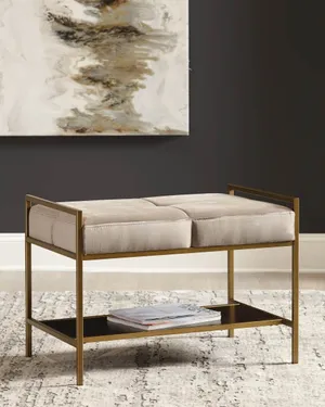 The Coaster Mari collection upholstered stool with décor 