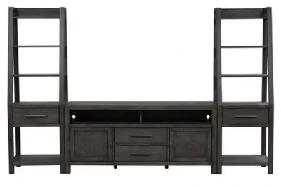 Front view of the Liberty Furniture Farmhouse collection entertainment center 