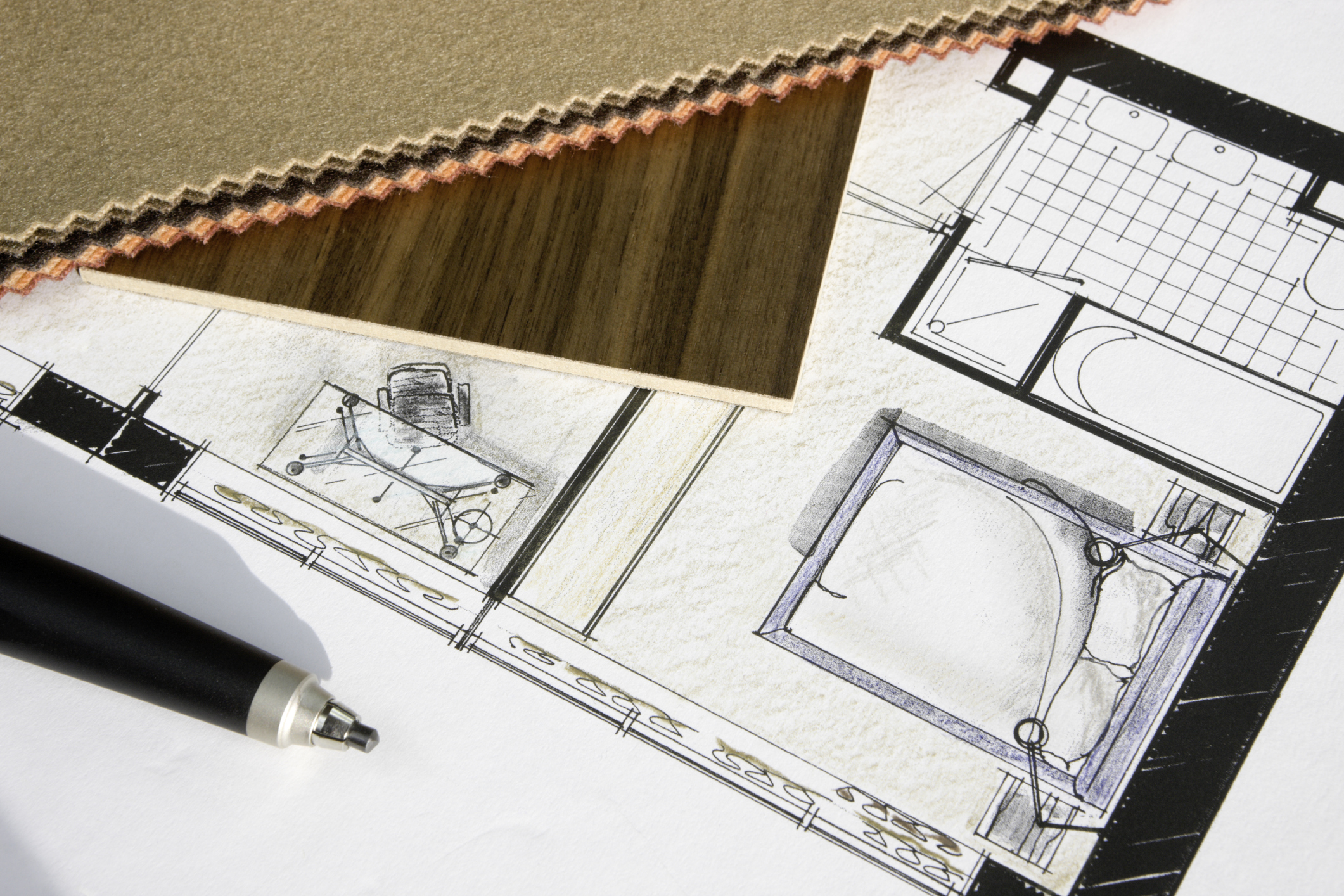 An overhead look at a design for a bedroom 